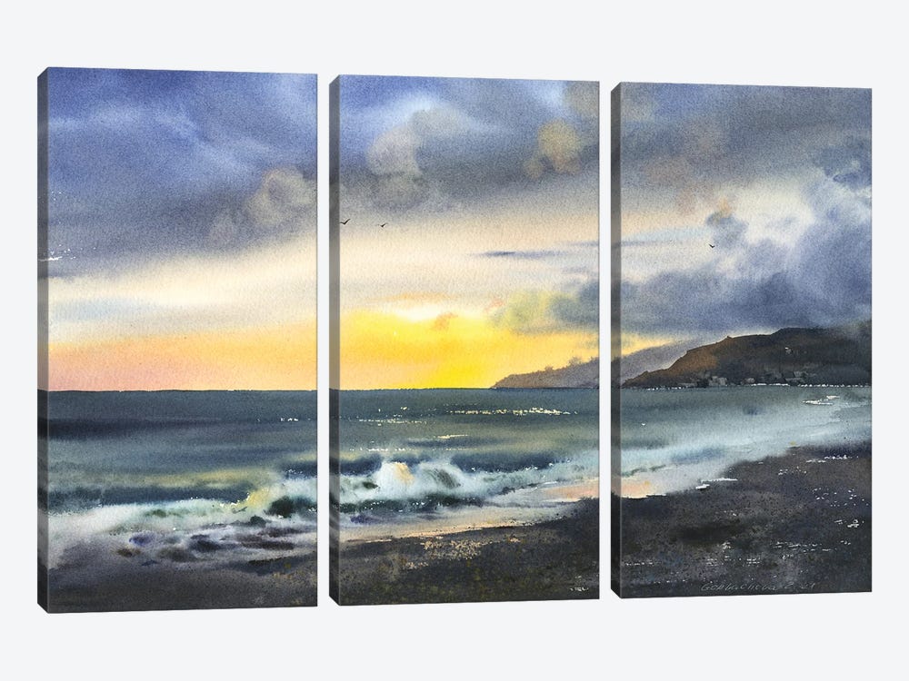 Sunset On The Coast by HomelikeArt 3-piece Canvas Wall Art