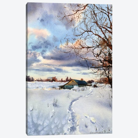 Footprints In The Snow I Canvas Print #HLT57} by HomelikeArt Canvas Art
