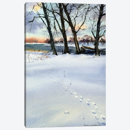 Footprints In The Snow II Canvas Print #HLT58} by HomelikeArt Canvas Print