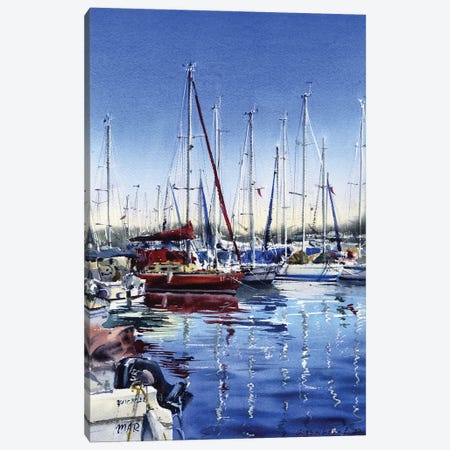 Moored Yachts II Canvas Print #HLT60} by HomelikeArt Canvas Art