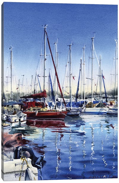 Moored Yachts II Canvas Art Print - Yacht Art