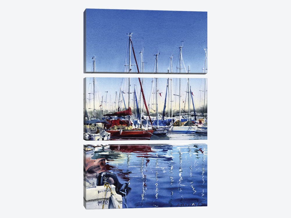 Moored Yachts II by HomelikeArt 3-piece Canvas Print