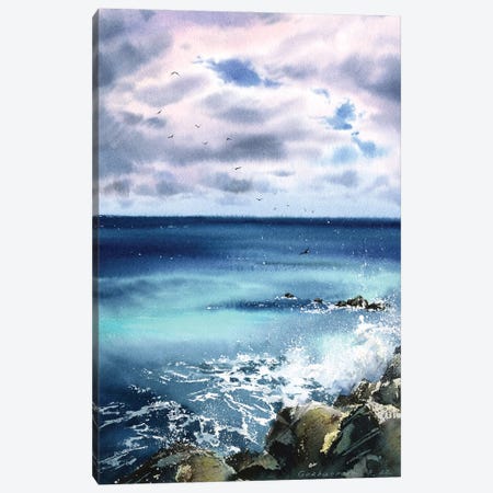 Waves And Rocks Canvas Print #HLT68} by HomelikeArt Canvas Art