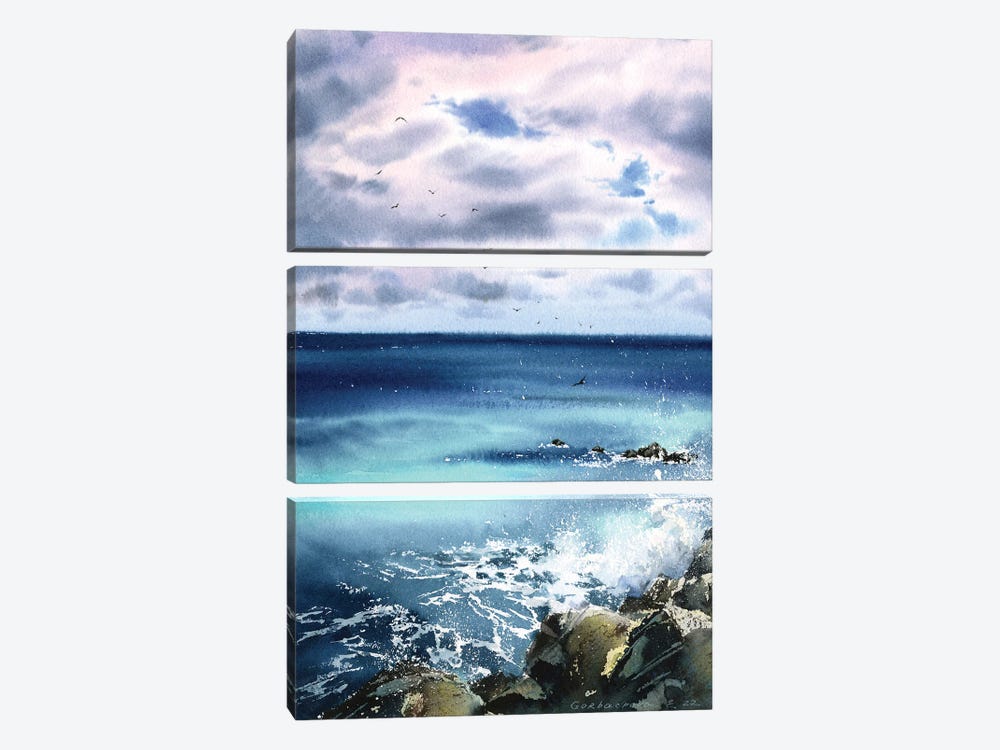 Waves And Rocks by HomelikeArt 3-piece Canvas Art Print