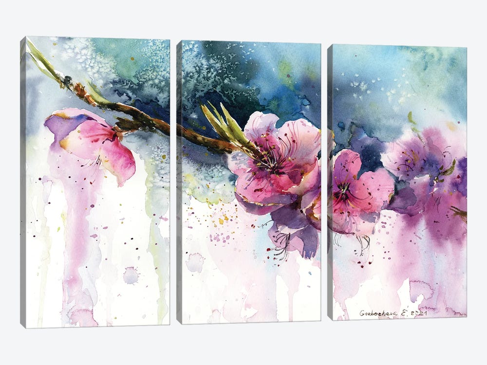 Blooming Peach Flower by HomelikeArt 3-piece Canvas Wall Art