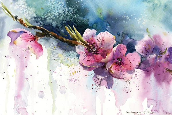 Blossoms: Blooming Peach Flower by HomelikeArt