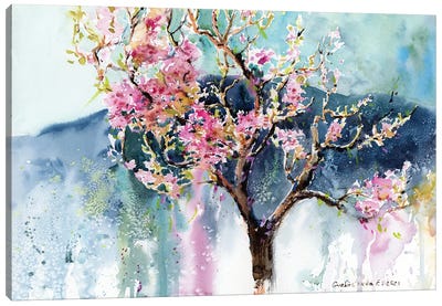 Blossoming Peach Tree Canvas Art Print