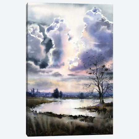 River And Clouds Canvas Print #HLT79} by HomelikeArt Canvas Art Print