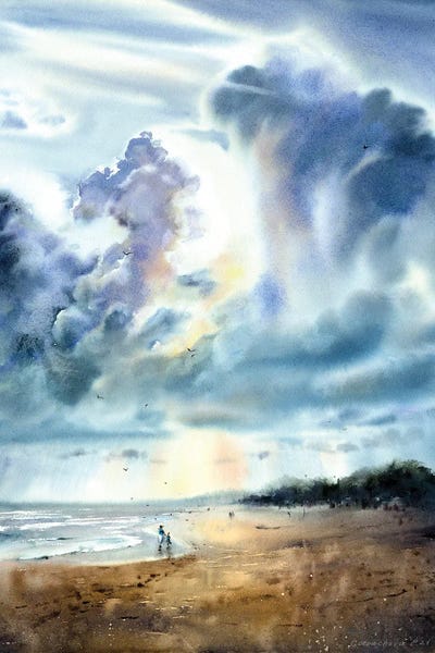 Contemporary Coastal: Walk Along The Seashore by HomelikeArt