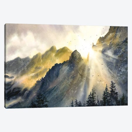 Sun And Mountains Canvas Print #HLT80} by HomelikeArt Canvas Art