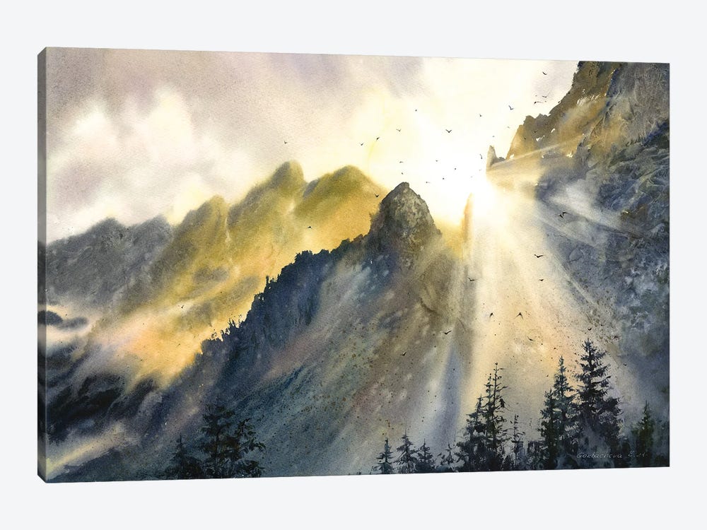 Sun And Mountains by HomelikeArt 1-piece Canvas Print