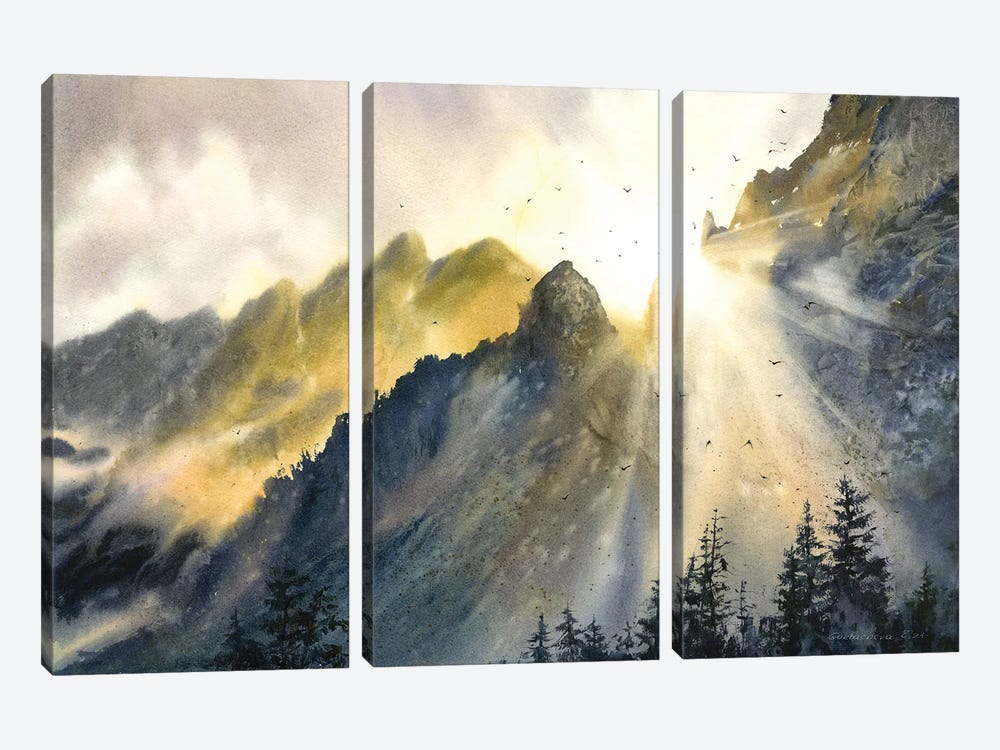 Sun And Mountains by HomelikeArt 3-piece Art Print