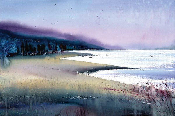 Serene Watercolors: Purple Bay by HomelikeArt