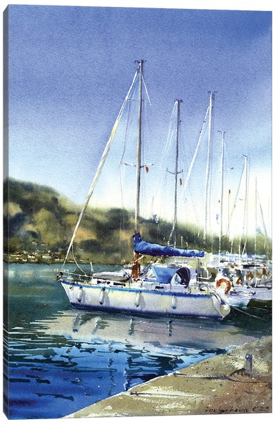 Moored Yachts I Canvas Art Print - Harbor & Port Art