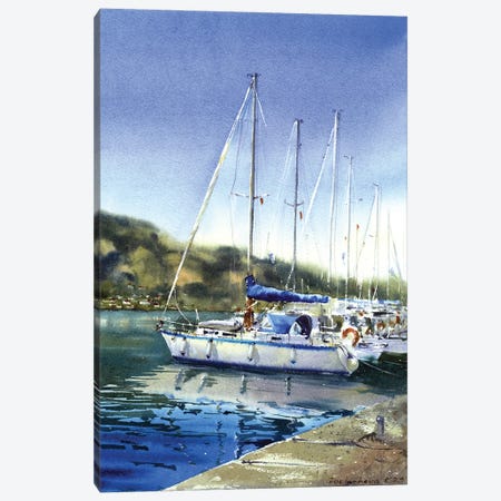 Moored Yachts I Canvas Print #HLT82} by HomelikeArt Canvas Artwork