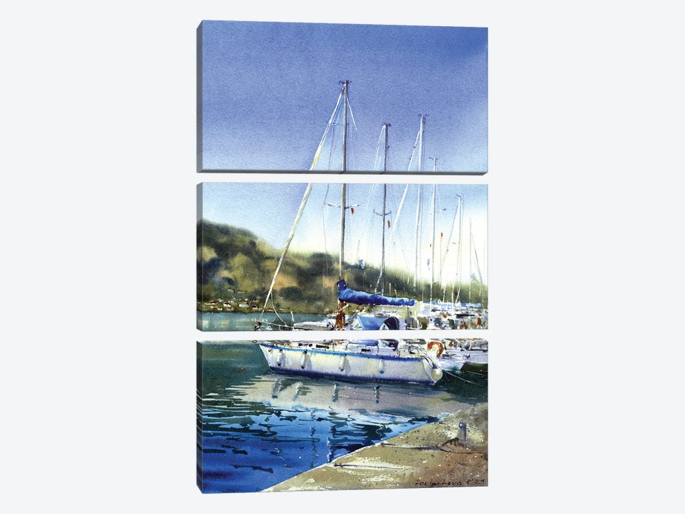 Moored Yachts I by HomelikeArt 3-piece Canvas Art Print