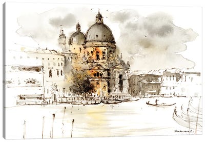 Sketch Venice Italy Canvas Art Print - Churches & Places of Worship