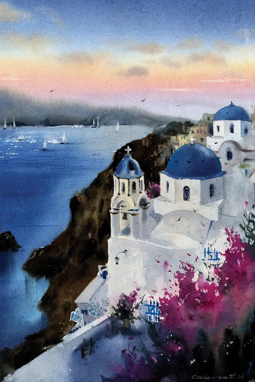 Santorini Sunset Greece by HomelikeArt wall art