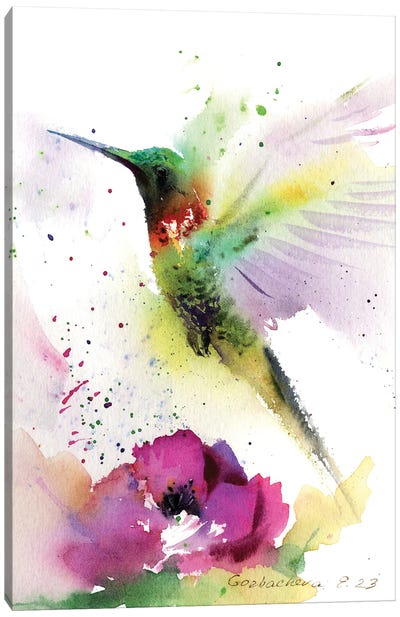 Hummingbird And Flower Canvas Art Print - HomelikeArt