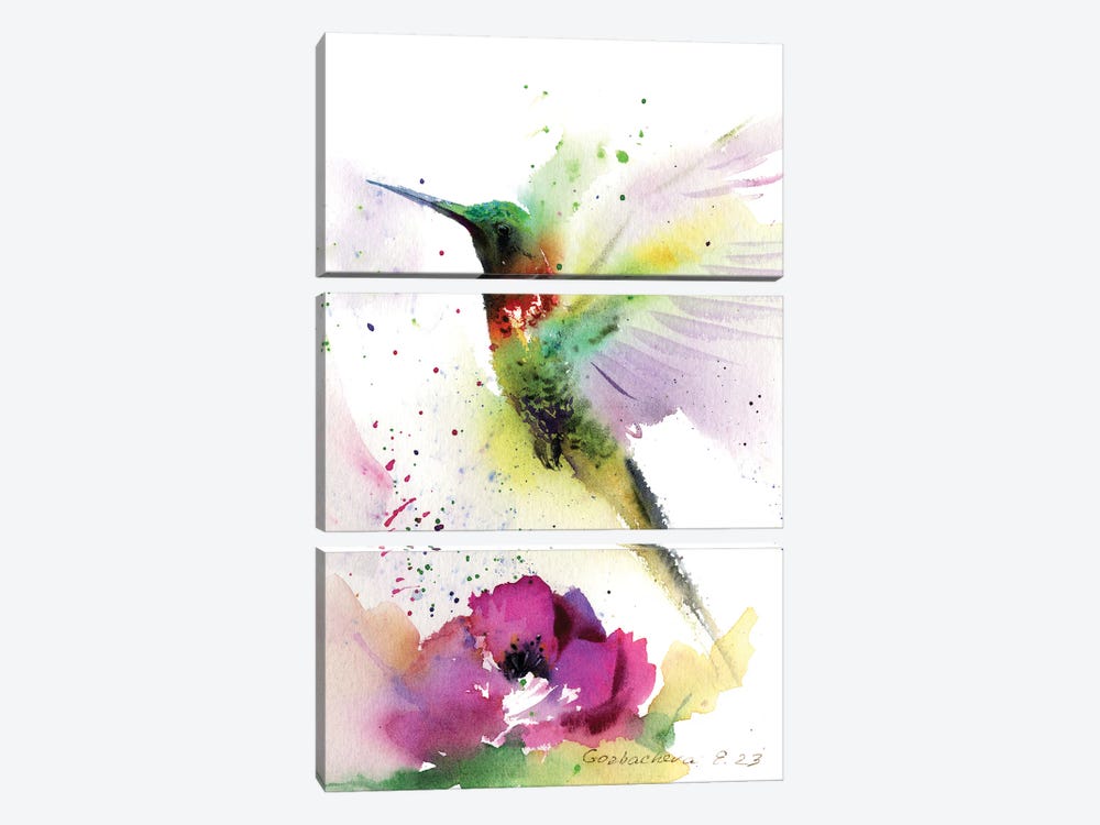 Hummingbird And Flower by HomelikeArt 3-piece Art Print