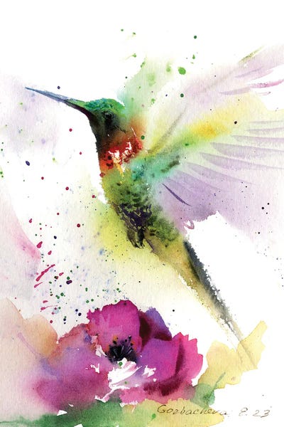 Hummingbirds: Hummingbird And Flower by HomelikeArt