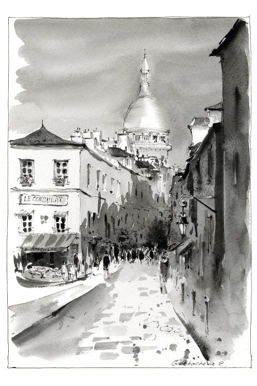 Black And White Montmartre, Paris by HomelikeArt wall art