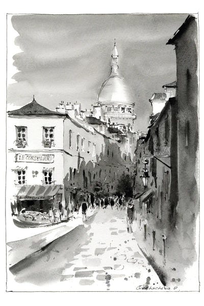 Canvas Print: Black And White Montmartre, Paris by HomelikeArt