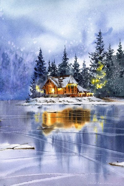 Cabin & Lodge Décor: Winter Landscape, Christmas Motif by HomelikeArt