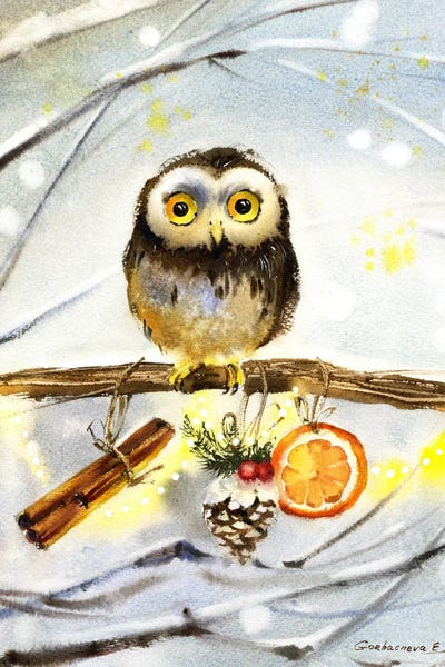 Christmas Animals: Christmas Owl by HomelikeArt