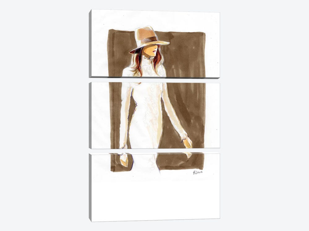 Cowgirl In Lace Dress by Hodaya Louis 3-piece Canvas Art