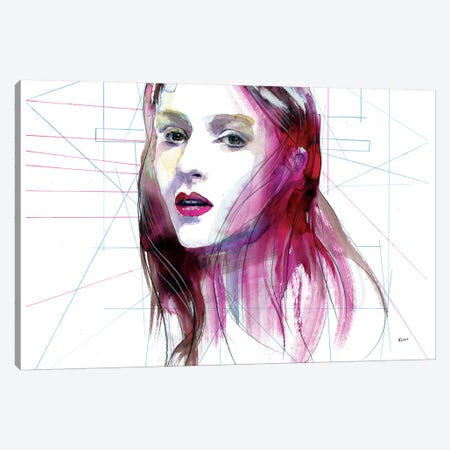 Magenta Hair Canvas Print #HLU60} by Heart Of Lily Art Print