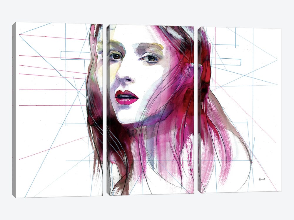 Magenta Hair by Heart Of Lily 3-piece Canvas Wall Art