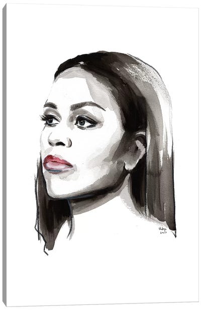Michelle Obama Canvas Art Print - Black, White & Red Art