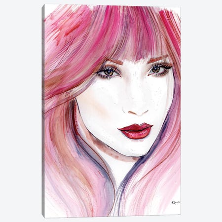 Pink Hair Canvas Print #HLU77} by Hodaya Louis Canvas Art Print