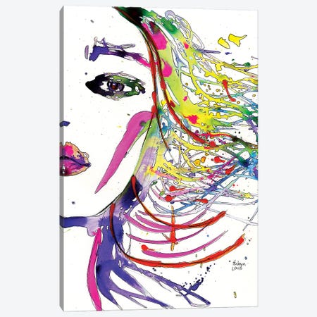 Rainbow Hair Splashes Canvas Print #HLU79} by Heart Of Lily Canvas Wall Art