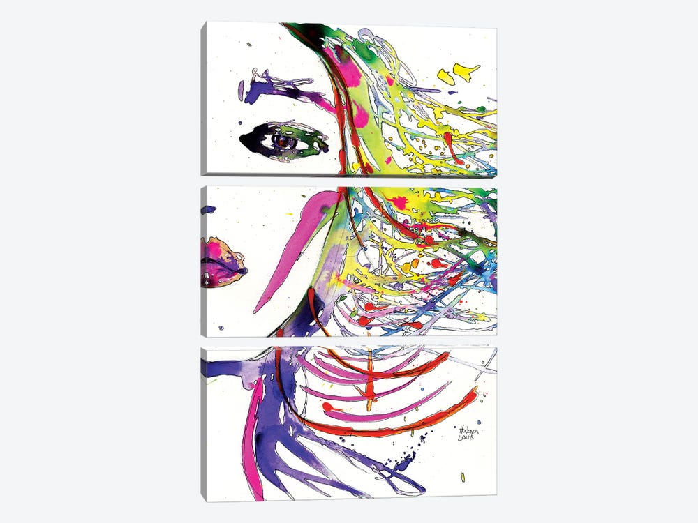 Rainbow Hair Splashes by Hodaya Louis 3-piece Canvas Art