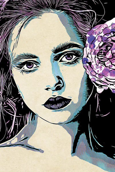 Periwinkle Polka Dot Portrait III by Ashley Aldridge framed canvas print