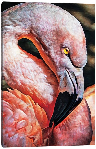 Flamingo Flirtation Canvas Art Print - Flamingo Art
