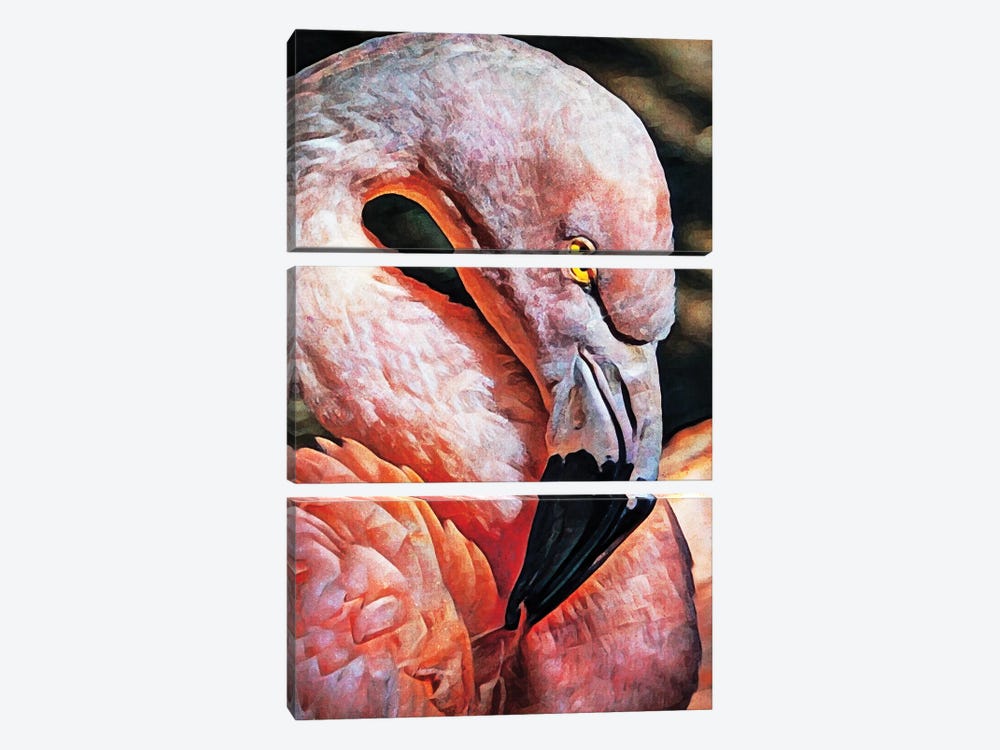 Flamingo Flirtation by Ashley Aldridge 3-piece Canvas Art Print