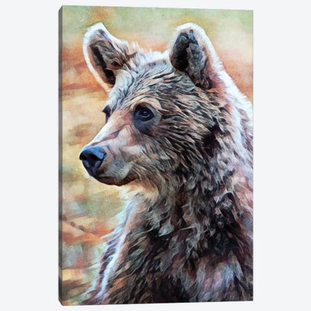 Brown Bear Seated Surveillance Canvas Print #HLY2} by Ashley Aldridge Canvas Art