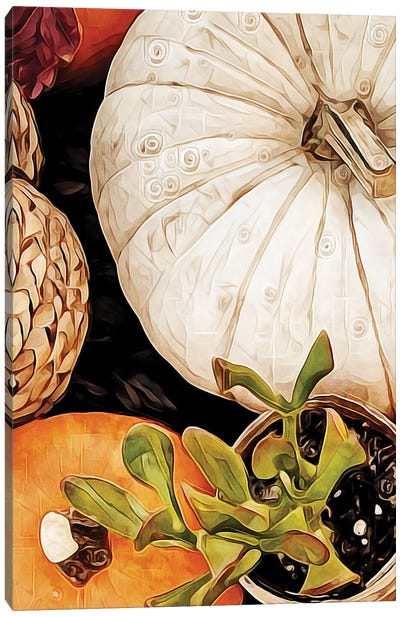 Natural Woven Rattan Pumpkin II Canvas Art Print - Pumpkins