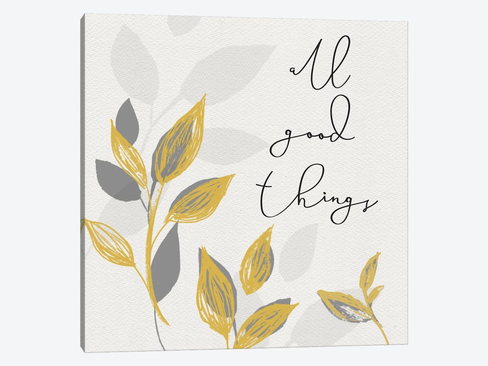 Botanical Inspiration Yellow Gray I-Good Things by HM Design 1-piece Canvas Wall Art