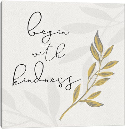 Botanical Inspiration Yellow Gray II-Kindness Canvas Art Print - Kindness Art