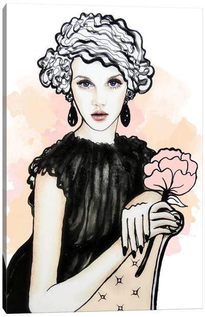 You Make Me Blush, Gatsby Canvas Art Print - Floral Portrait Art