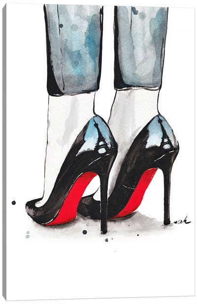 Black & Red Louboutin High Heels Shoes Quote Fine Art Giclee Print from  Original Watercolor Fashion Illustration Artwork
