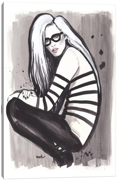 Girl, Glasses, And Gaultier Canvas Art Print - Anna Hammer