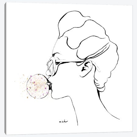 Glitter Bubble Gum Canvas Print #HMR47} by Anna Hammer Canvas Art