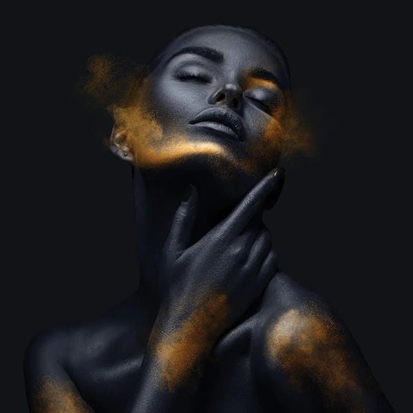 Black & White & Gold: Abstract Spark Girl IX by Helo Moraes