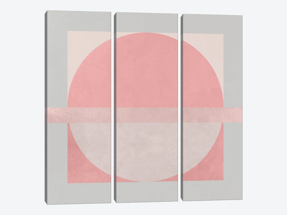 Abstract Rose Square III by Helo Moraes 3-piece Canvas Wall Art
