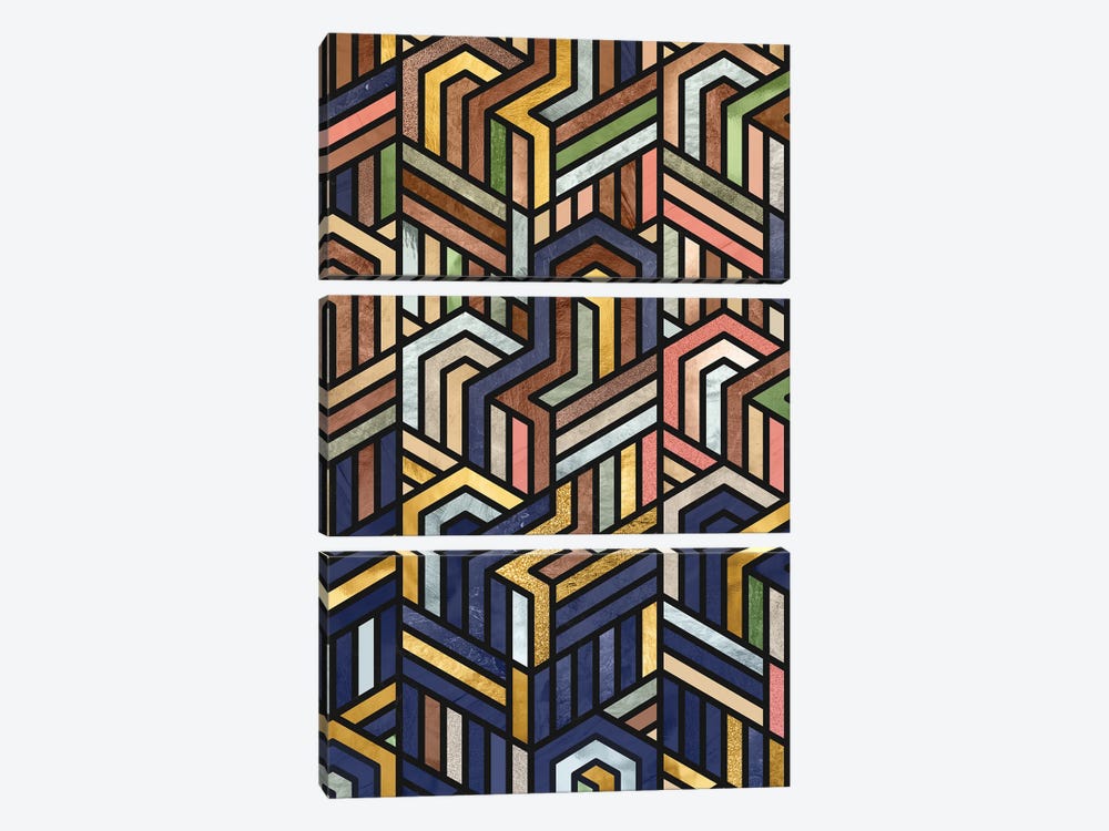 Abstract Pattern I by Helo Moraes 3-piece Canvas Art Print